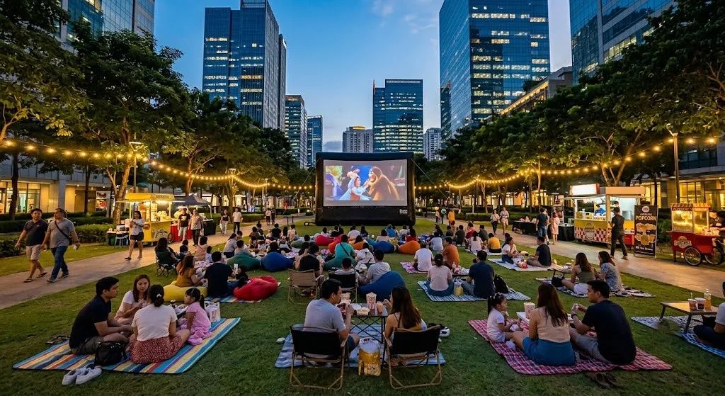 Outdoor Film Screenings and Contemporary Community Entertainment in Bonifacio Global City