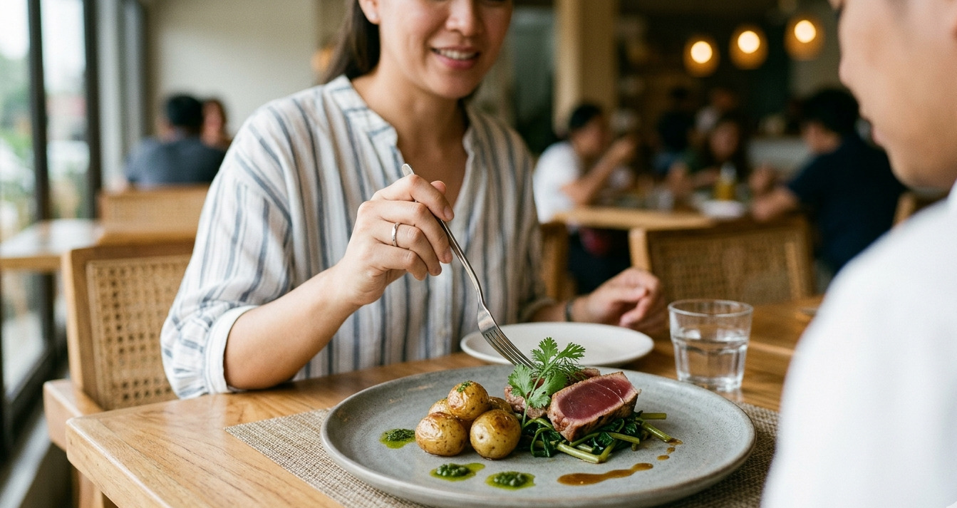 A minimalist presentation of fresh local tuna, shifting the focus to pure flavor.