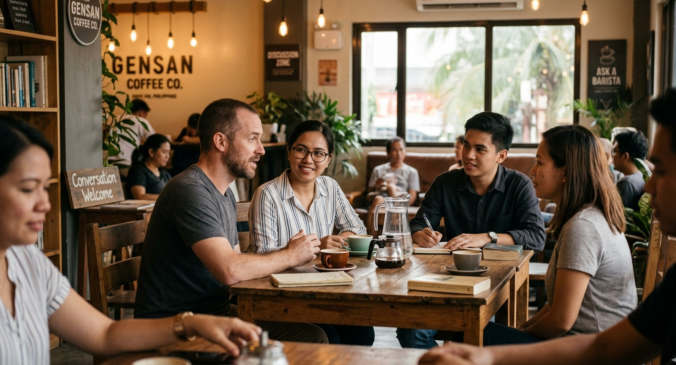 A meeting in progress at a local General Santos café.