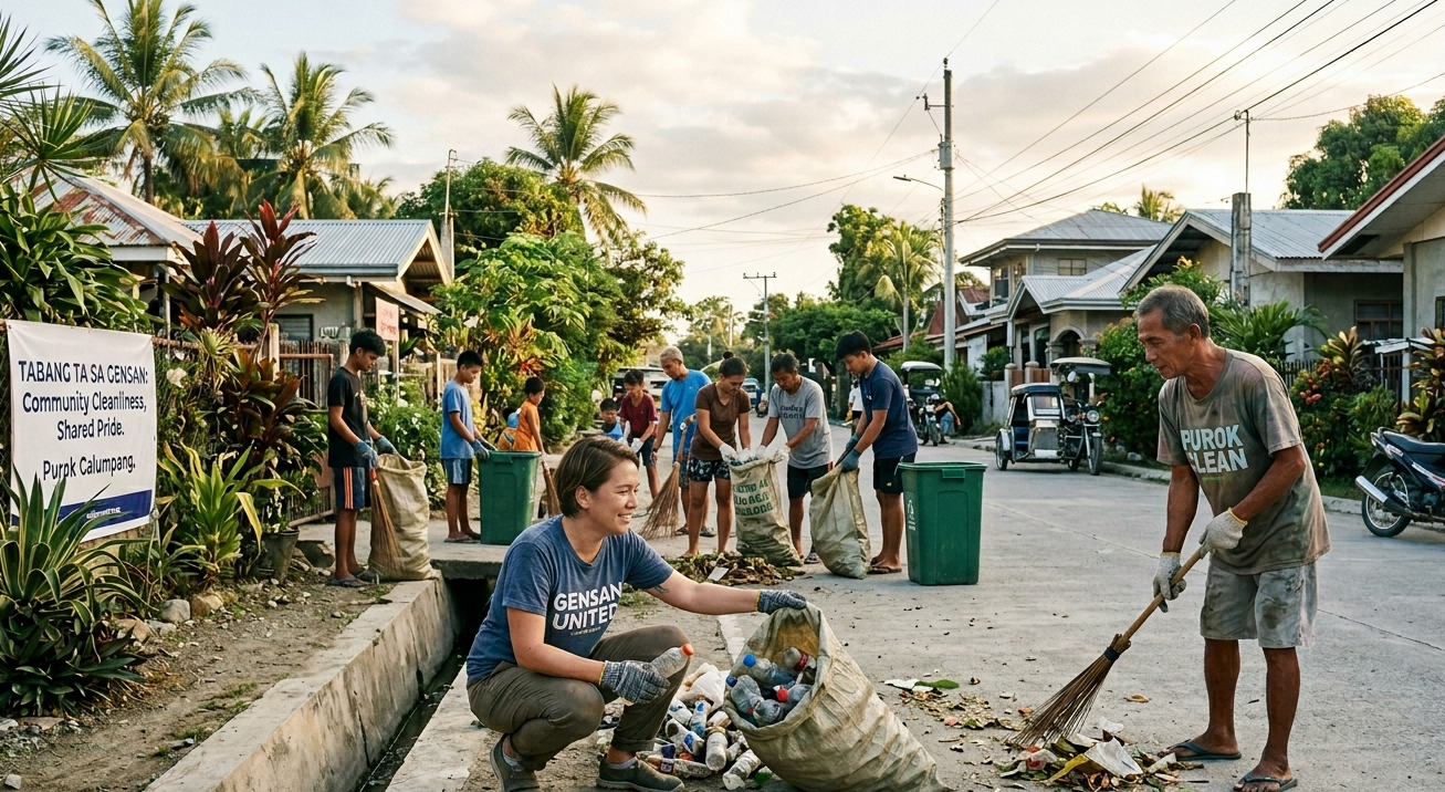 Residents of Purok Calumpang clean up a neighborhood street in General Santos City.