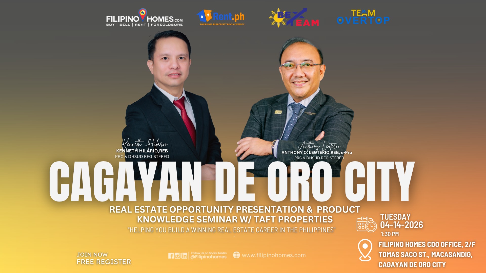 Filipino Homes Holds Real Estate Opportunity & Product Knowledge Seminar with Taft Properties in CDO