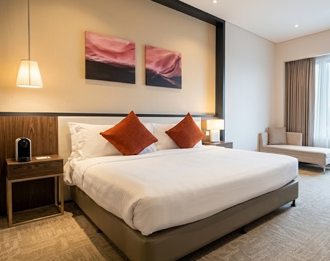 A cozy hotel stay.