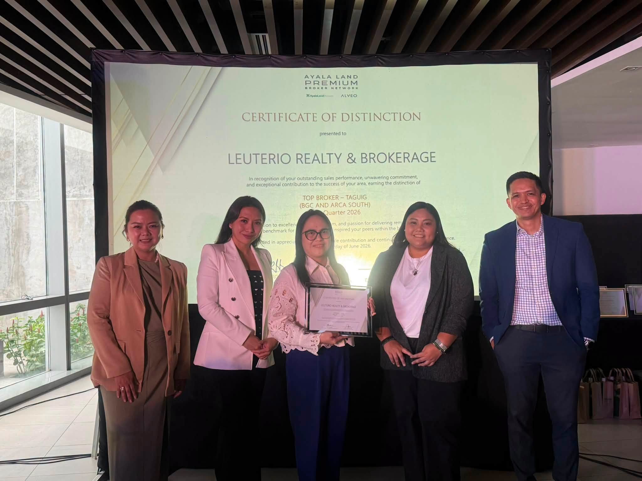 Filipinohomes Earns Ayala Land Premier Certificate of Distinction as Top Broker in Taguig