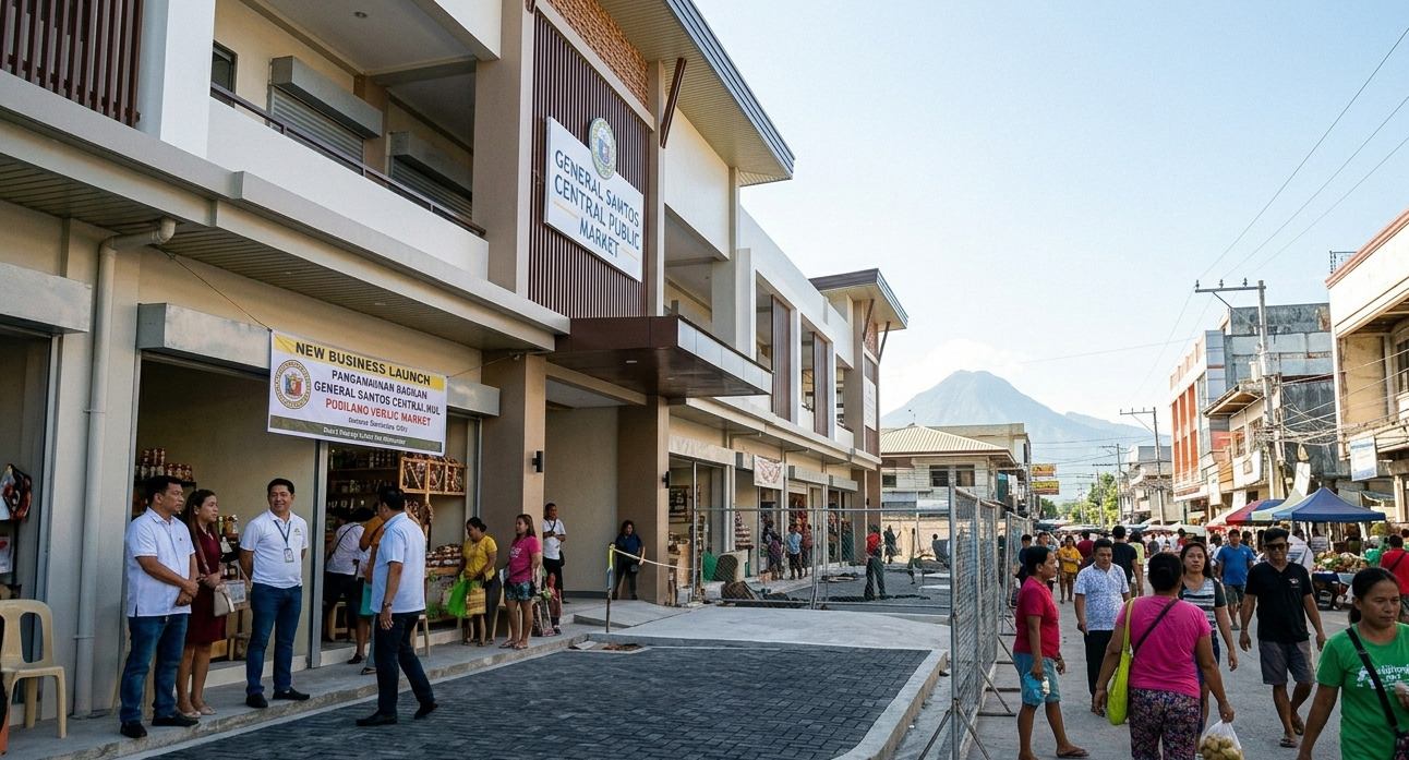 Foot traffic and new commercial activity around the redeveloped General Santos Central Public Market.