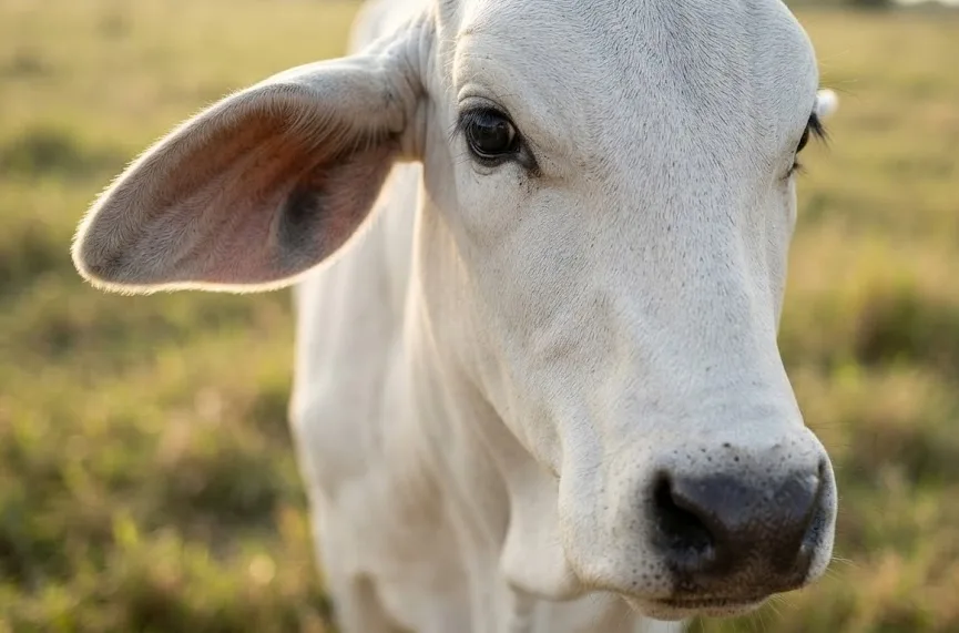 A cow being taken care of for breeding.