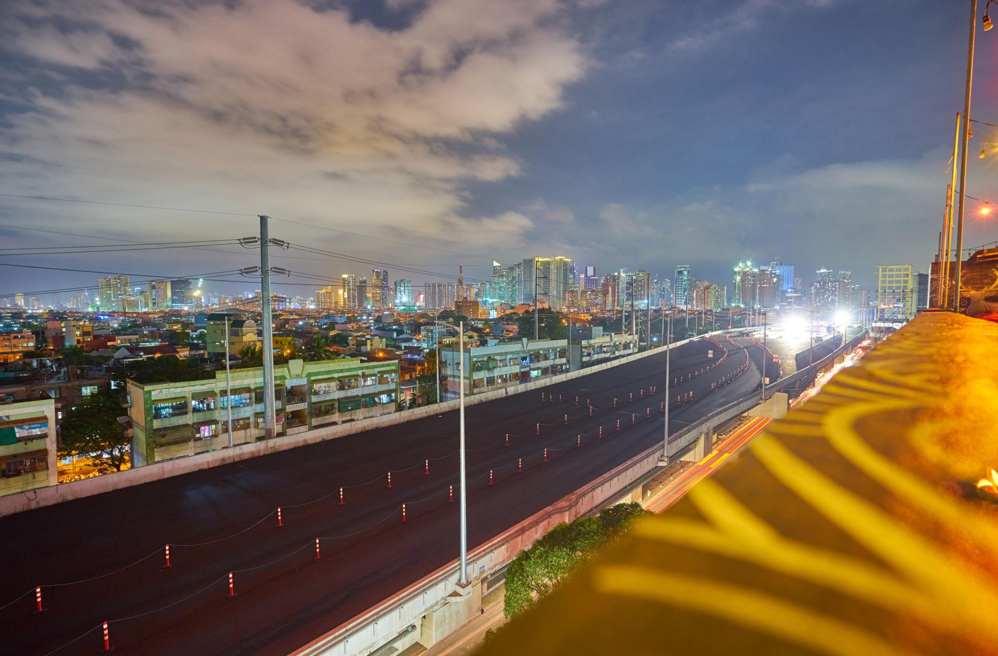 Elevated city view of BGC skyline near flyover