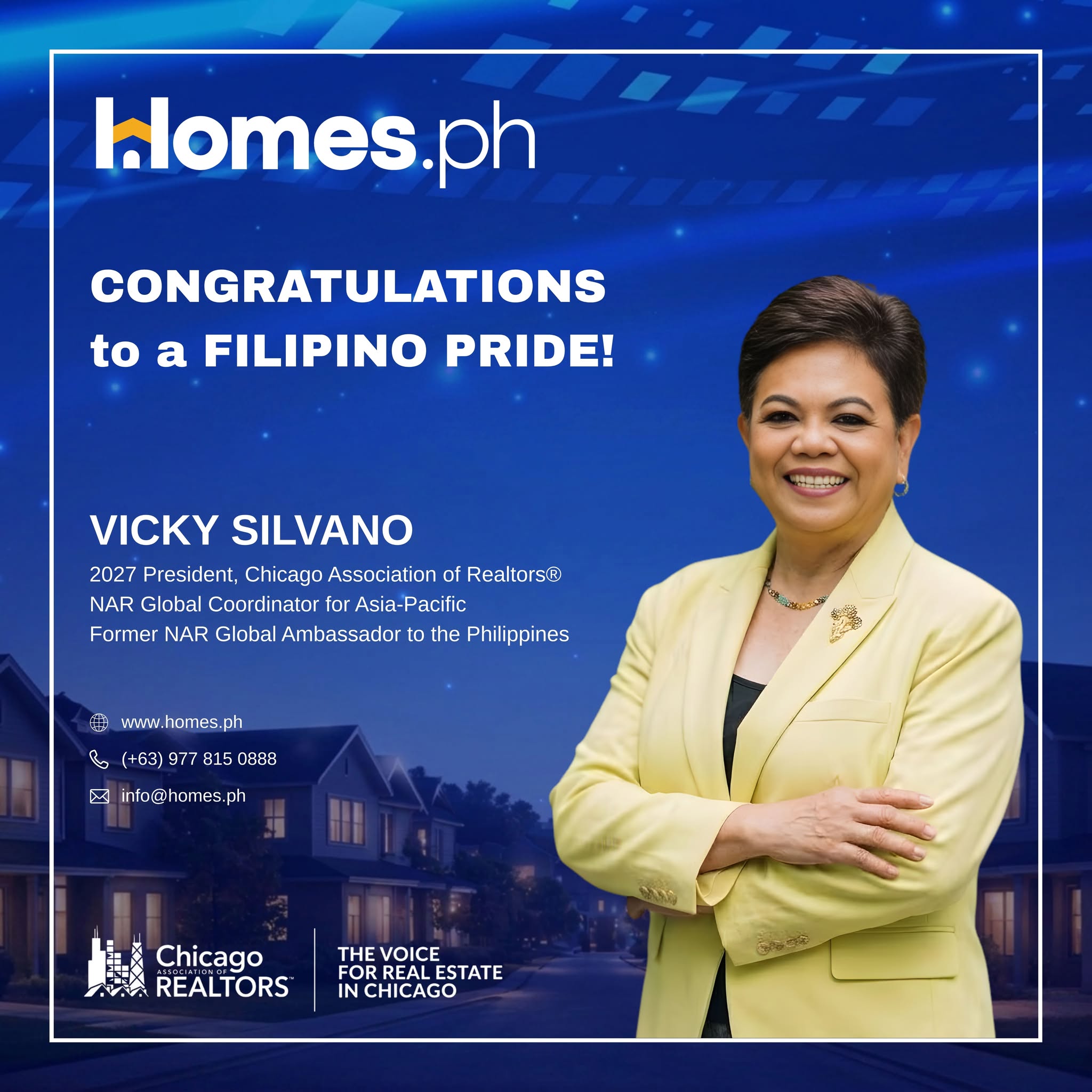 Homes.ph Family Congratulates Vicky Silvano on Her Appointment as CAR President for 2026–2027 — United States