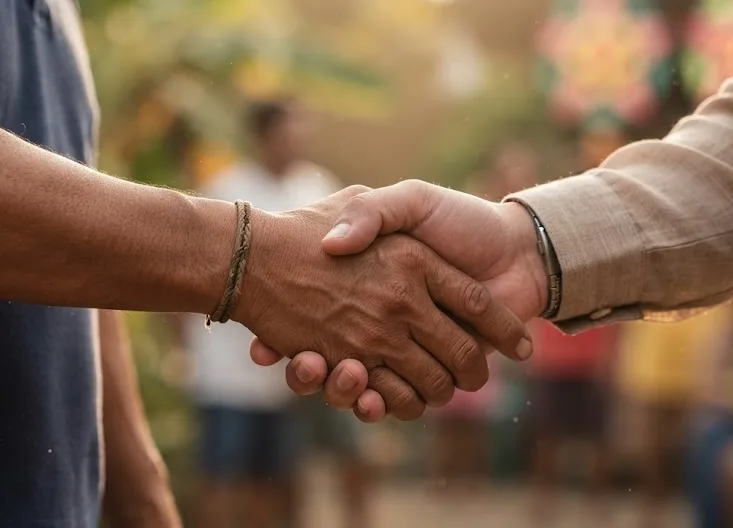 A man shaking hands to say thank you.