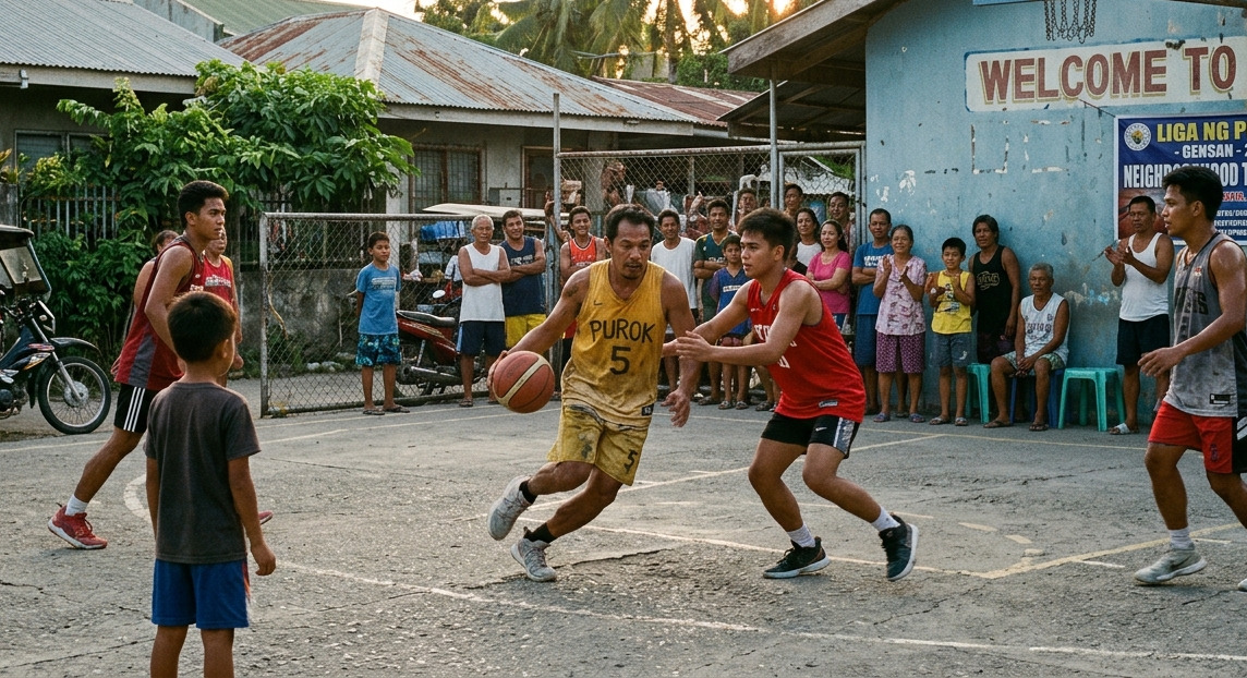 ocal residents of different generations gather to play and watch a lively "Liga ng Purok" basketball tournament in GenSan.