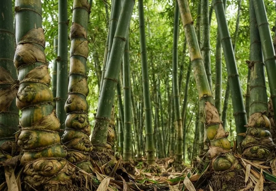 Strong and lush bamboo trees.