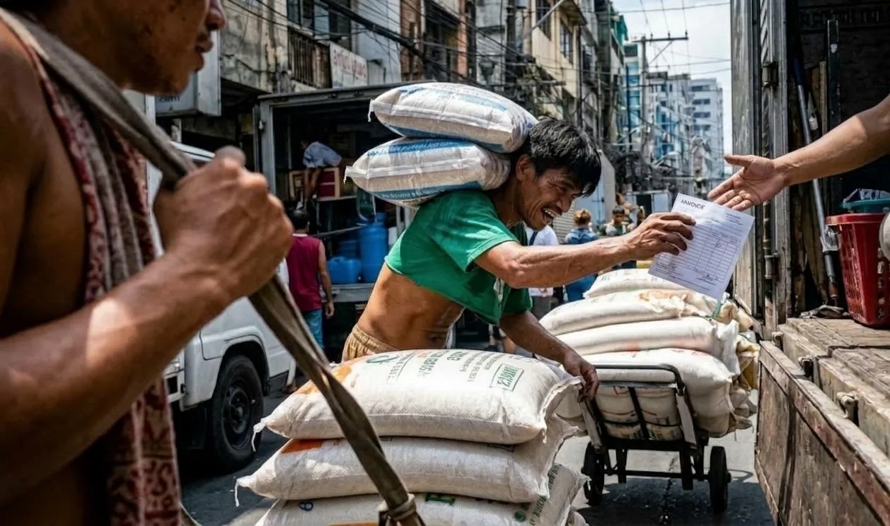 Worker handing over receipt during delivery