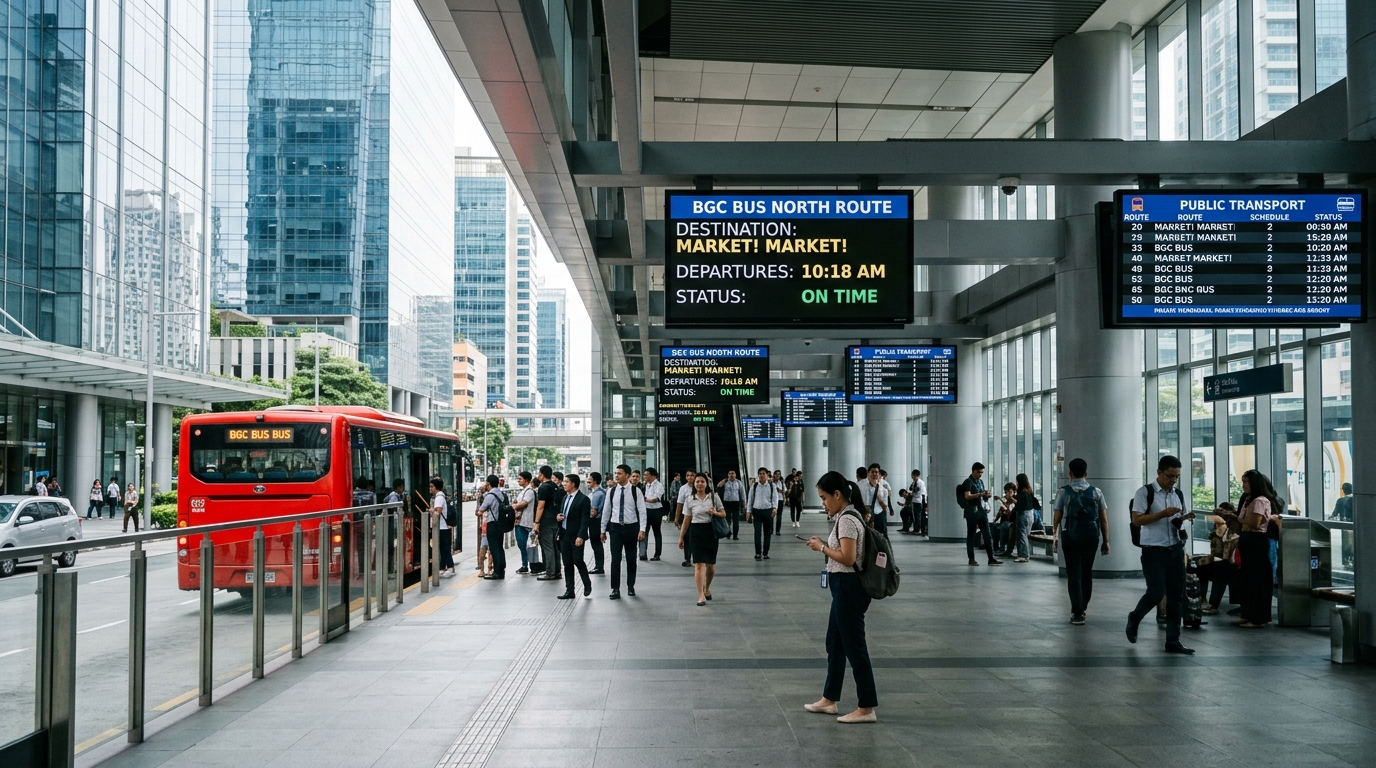 Modern transport hub with digital signage in BGC