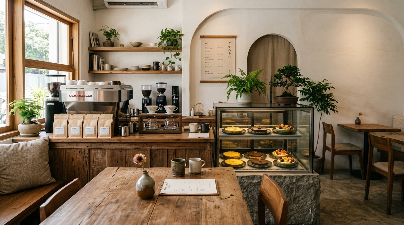 Minimalist Japanese Vibe and Delicate Pastry Pairings in Nazareth