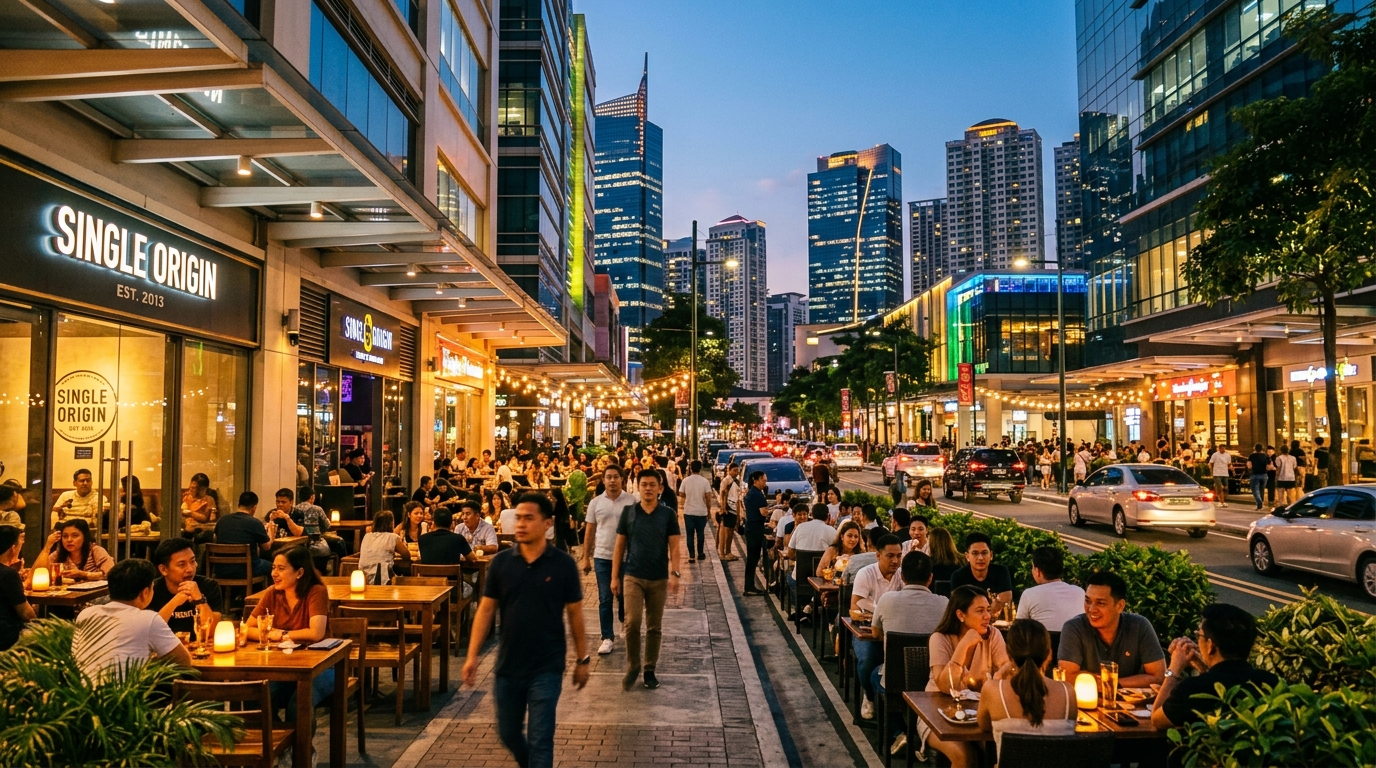Forbes Town Road remains one of BGC’s strongest nightlife tourism attractions through open-air dining, cocktail bars, skyline experiences, and vibrant urban lifestyle culture.