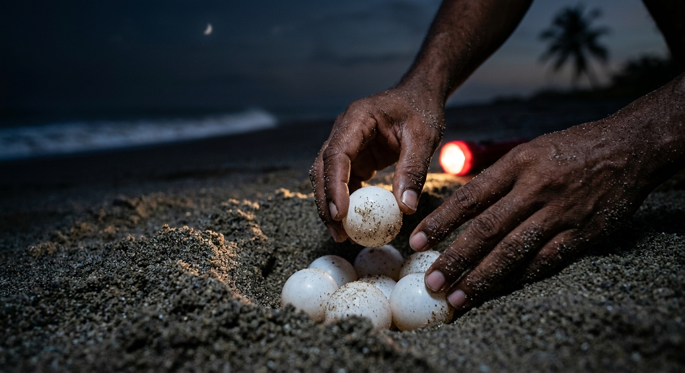 Green Sea Turtle Returns to Nest on Panglao Beach in Bohol