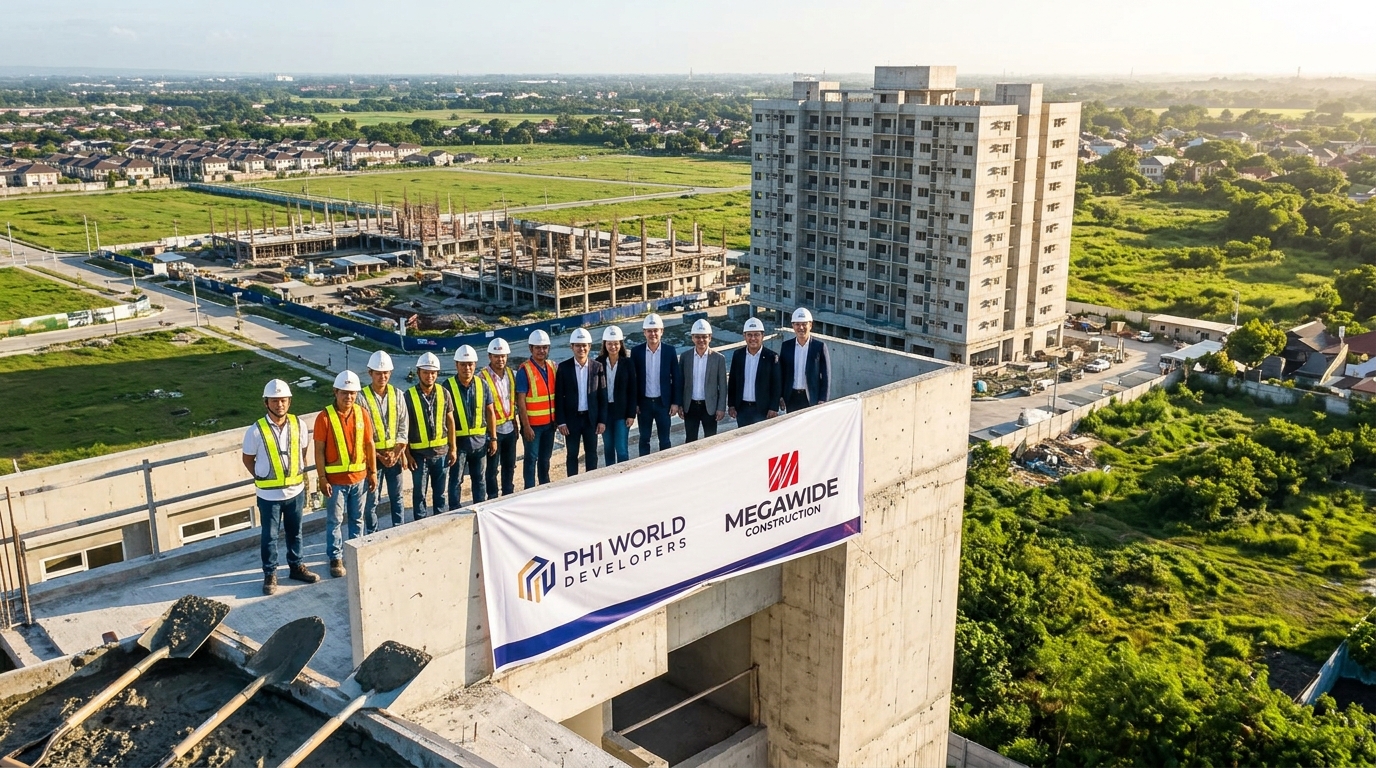 PH1 World Celebrates Topping-Off of One Lancaster Park Tower 2 in Imus