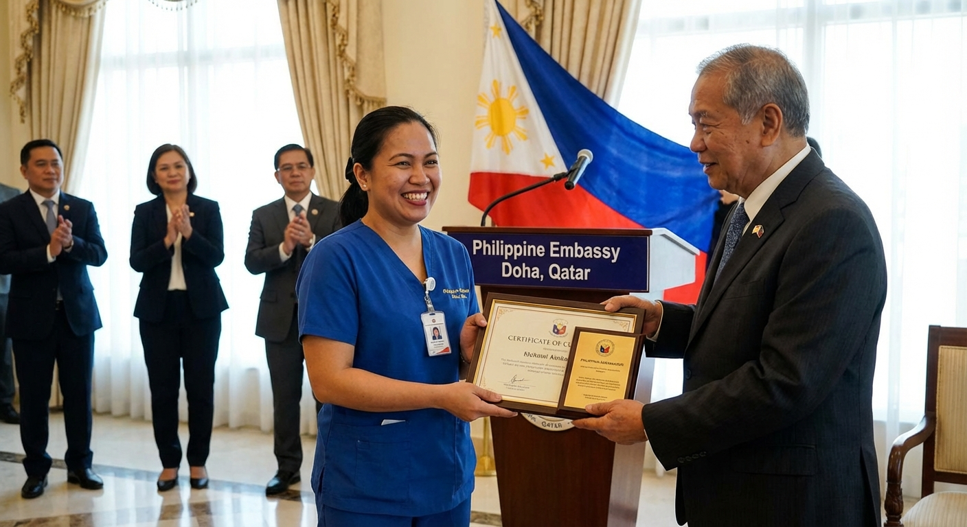 Filipina Healthcare Worker Honored by Philippine Embassy in Qatar