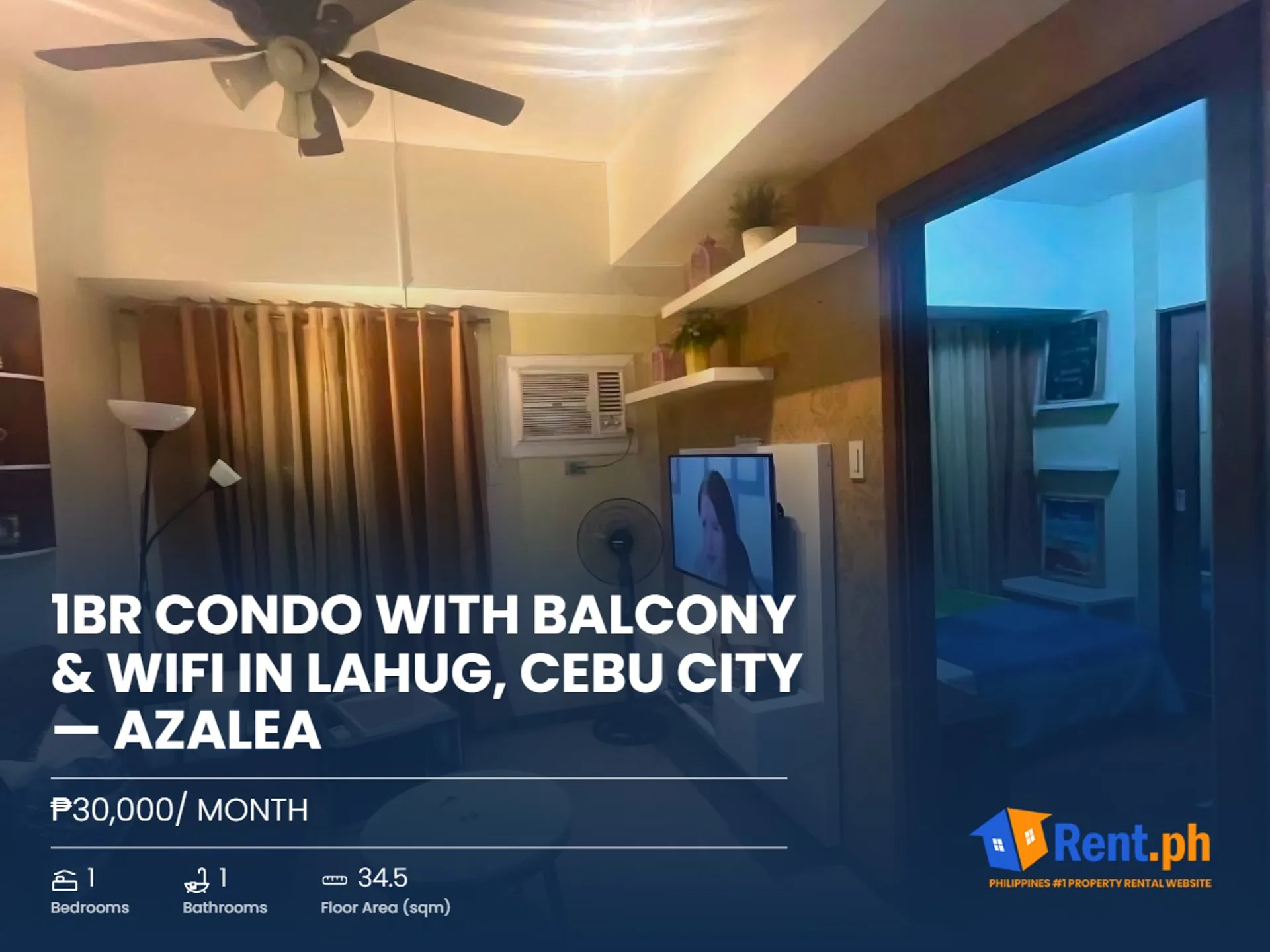 1BR Condo with Balcony & WiFi in Lahug, Cebu City — Azalea