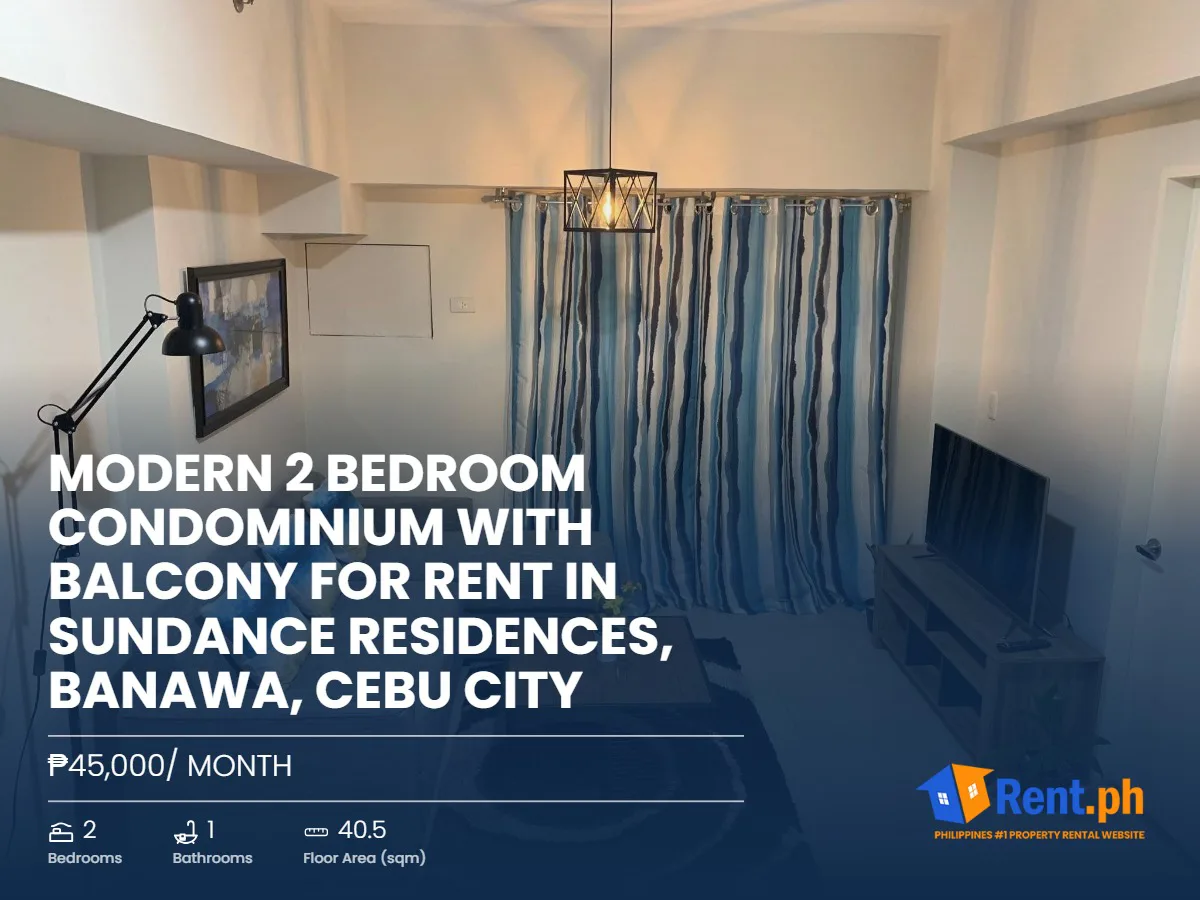 Modern 2 Bedroom Condominium with Balcony For Rent in Sundance Residences, Banawa, Cebu City