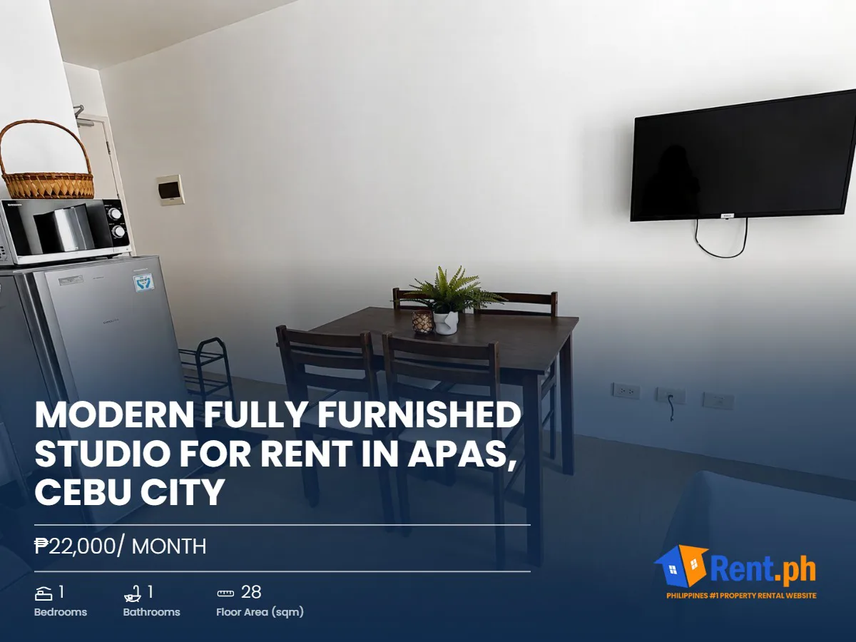 Modern Fully Furnished Studio For Rent in Apas, Cebu City