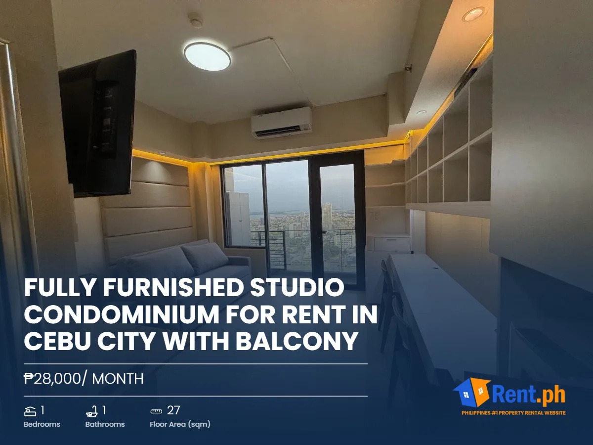 Fully Furnished Studio Condominium For Rent in Cebu City with Balcony