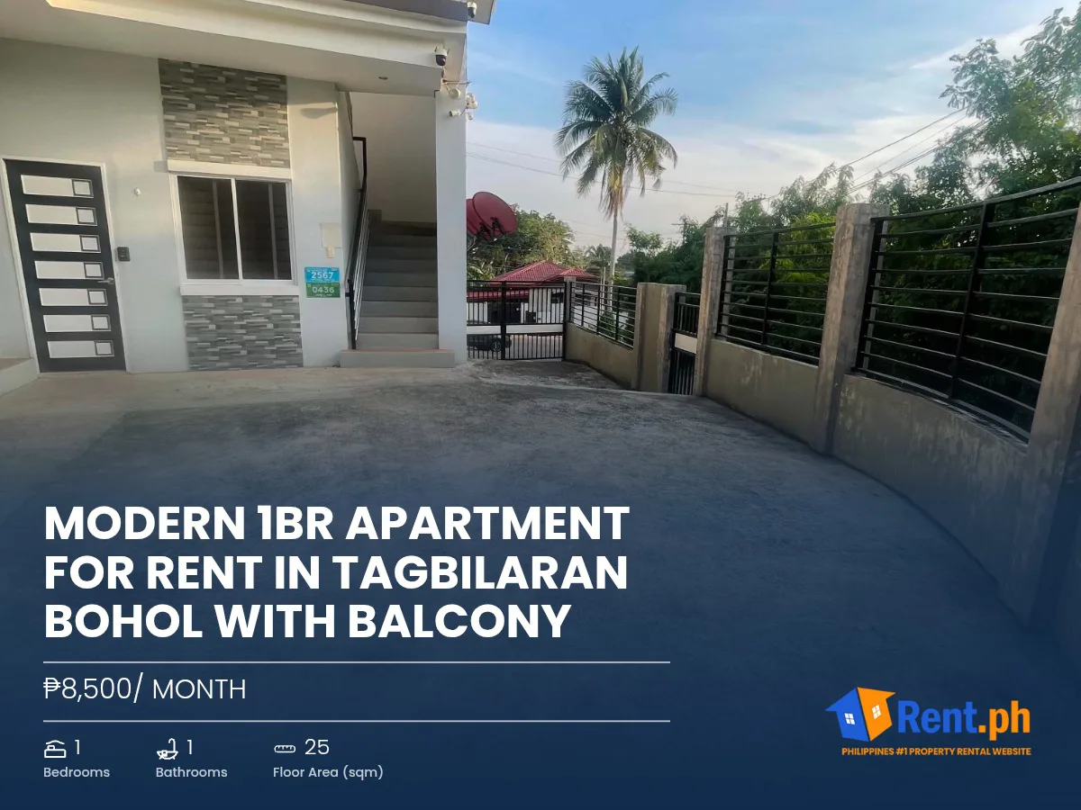 Modern 1BR Apartment For Rent in Tagbilaran Bohol with Balcony