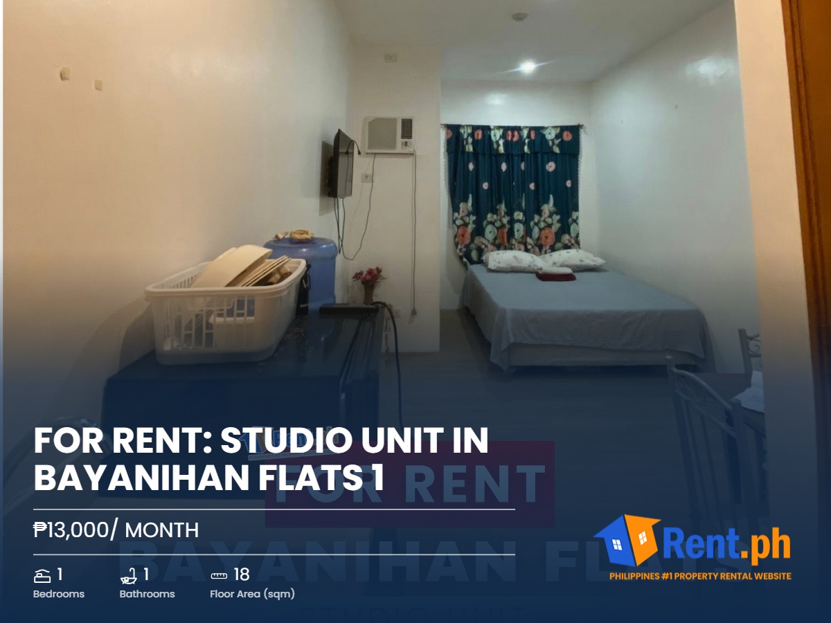 FOR RENT: STUDIO UNIT IN BAYANIHAN FLATS 1