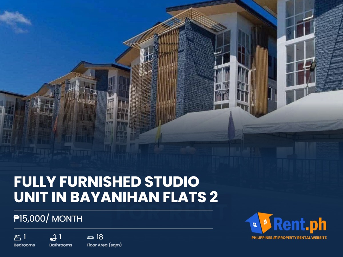 FULLY FURNISHED STUDIO UNIT IN BAYANIHAN FLATS 2