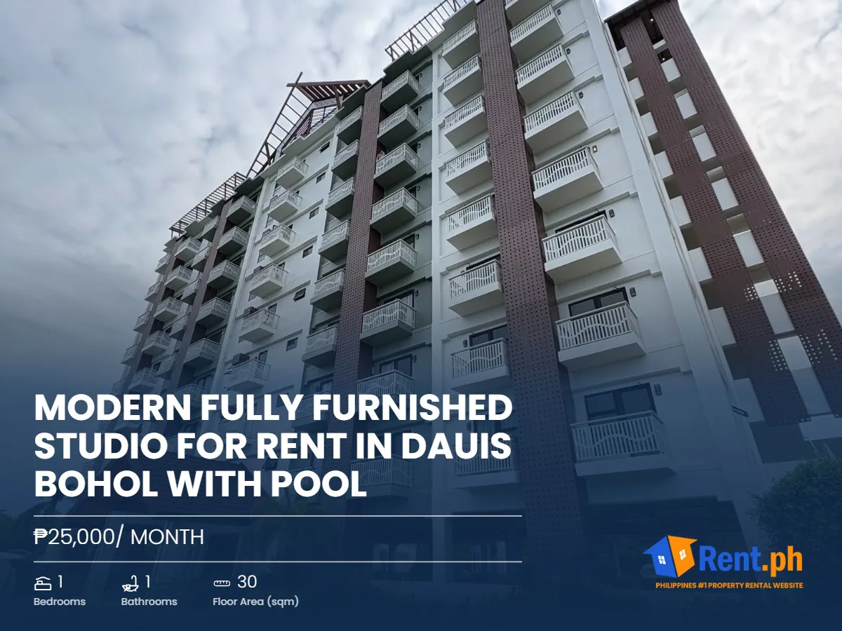 Modern Fully Furnished Studio For Rent in Dauis Bohol with Pool