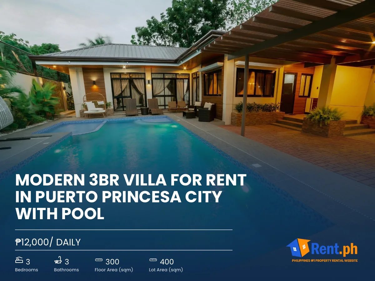Modern 3BR Villa For Rent in Puerto Princesa City with Pool