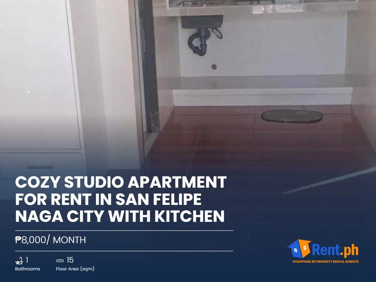 Cozy Studio Apartment For Rent in San Felipe Naga City with Kitchen
