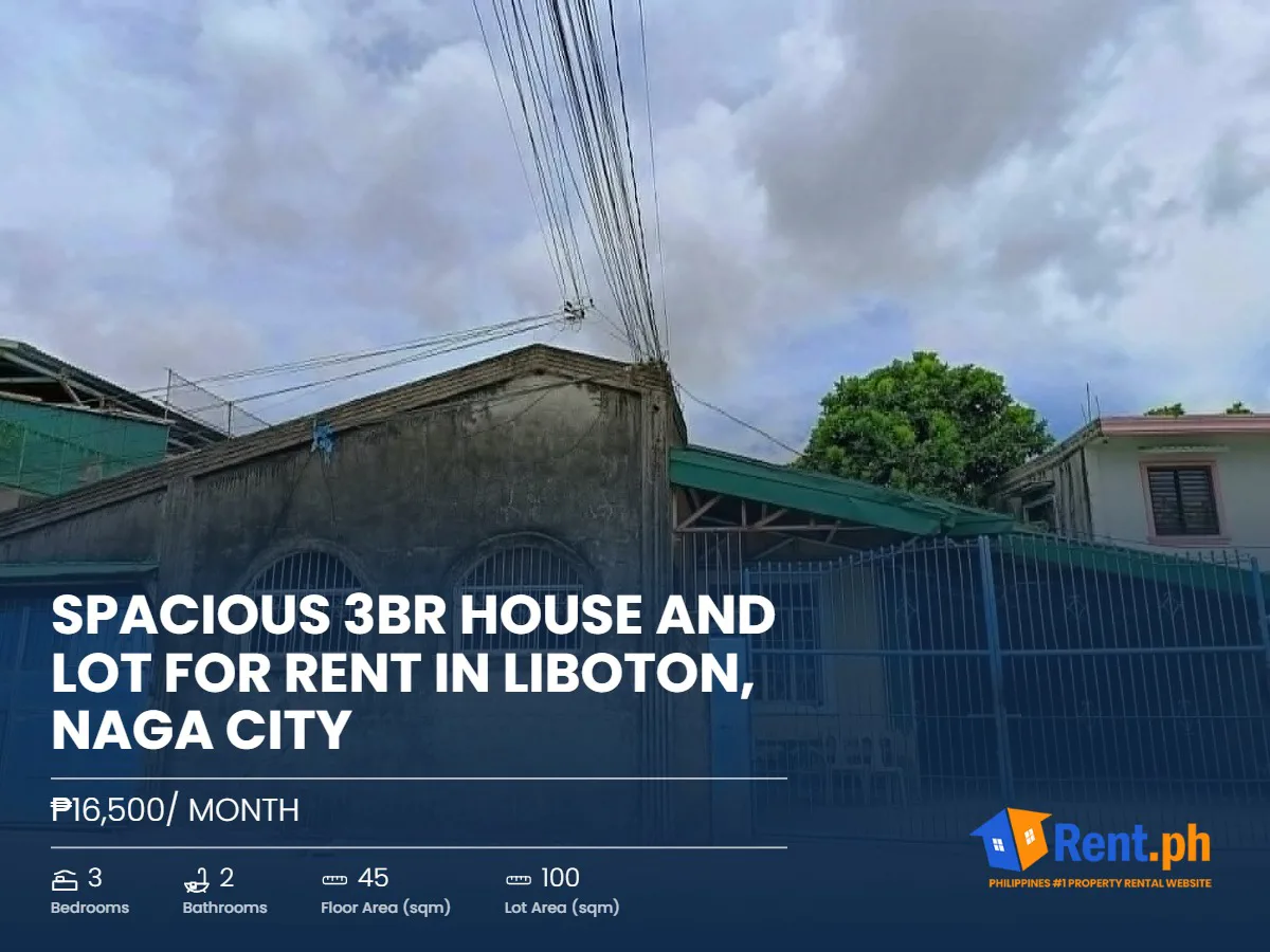 Spacious 3BR House and Lot For Rent in Liboton, Naga City
