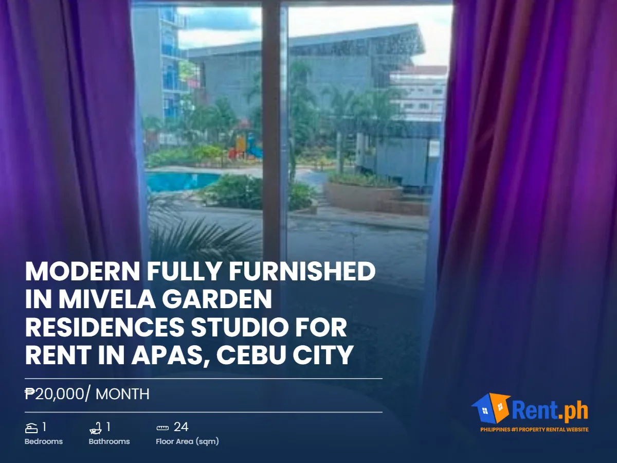 Modern Fully Furnished in Mivela Garden Residences Studio For Rent in Apas, Cebu City