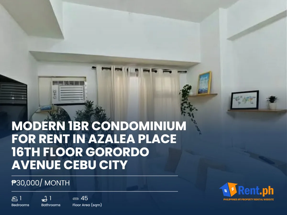Modern 1BR Condominium For Rent in Azalea Place 16th Floor Gorordo Avenue Cebu City