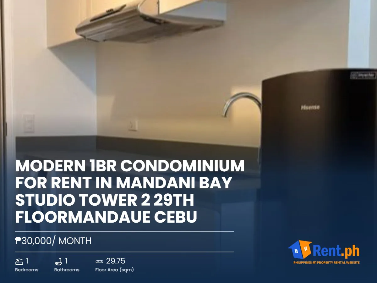 Modern 1BR Condominium For Rent in Mandani Bay Studio Tower 2 29th FloorMandaue Cebu