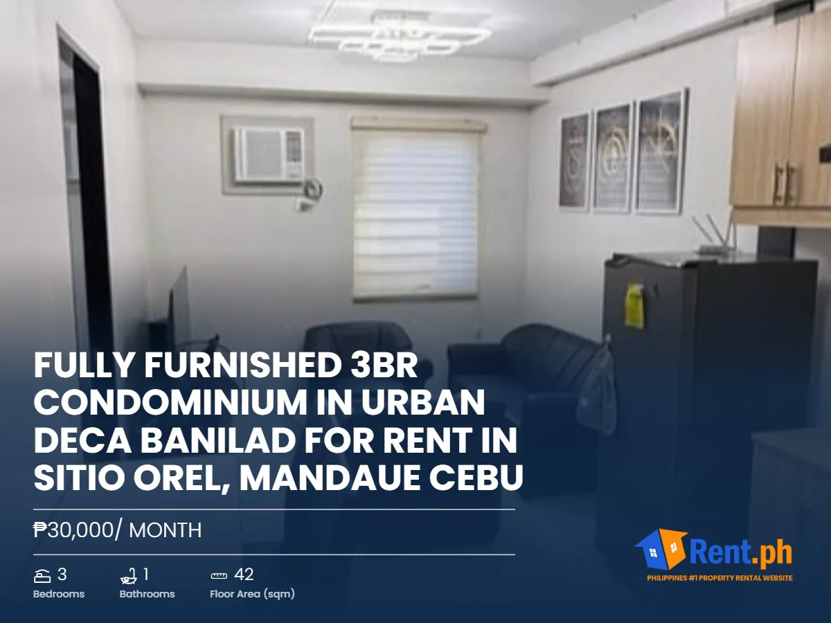 Fully Furnished 3BR Condominium in Urban Deca Banilad For Rent in Sitio Orel, Mandaue Cebu