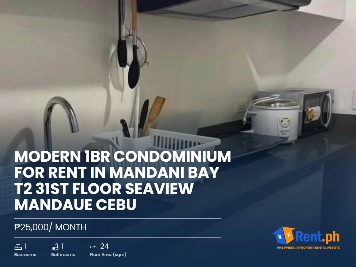 Modern 1BR Condominium For Rent in Mandani Bay T2 31st Floor Seaview Mandaue Cebu