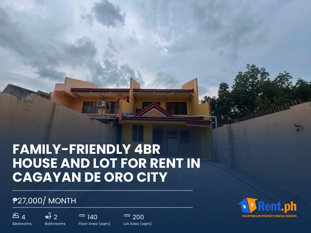 Family-Friendly 4BR House and Lot For Rent in Cagayan De Oro City