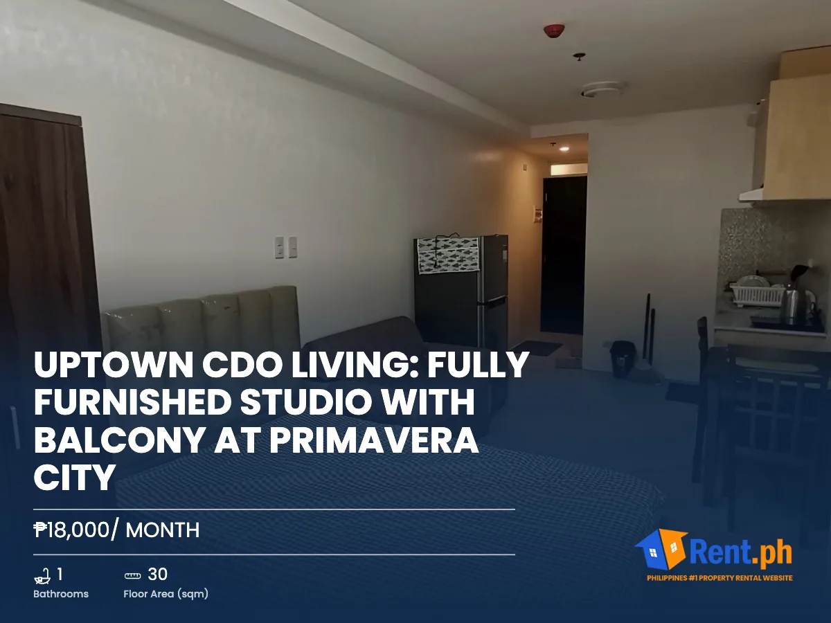 Uptown CDO Living: Fully Furnished Studio with Balcony at Primavera City