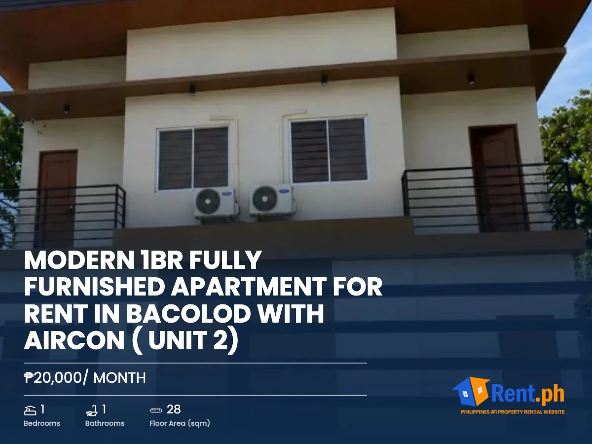 Modern 1BR Fully Furnished Apartment For Rent in Bacolod With Aircon ( UNIT 2)