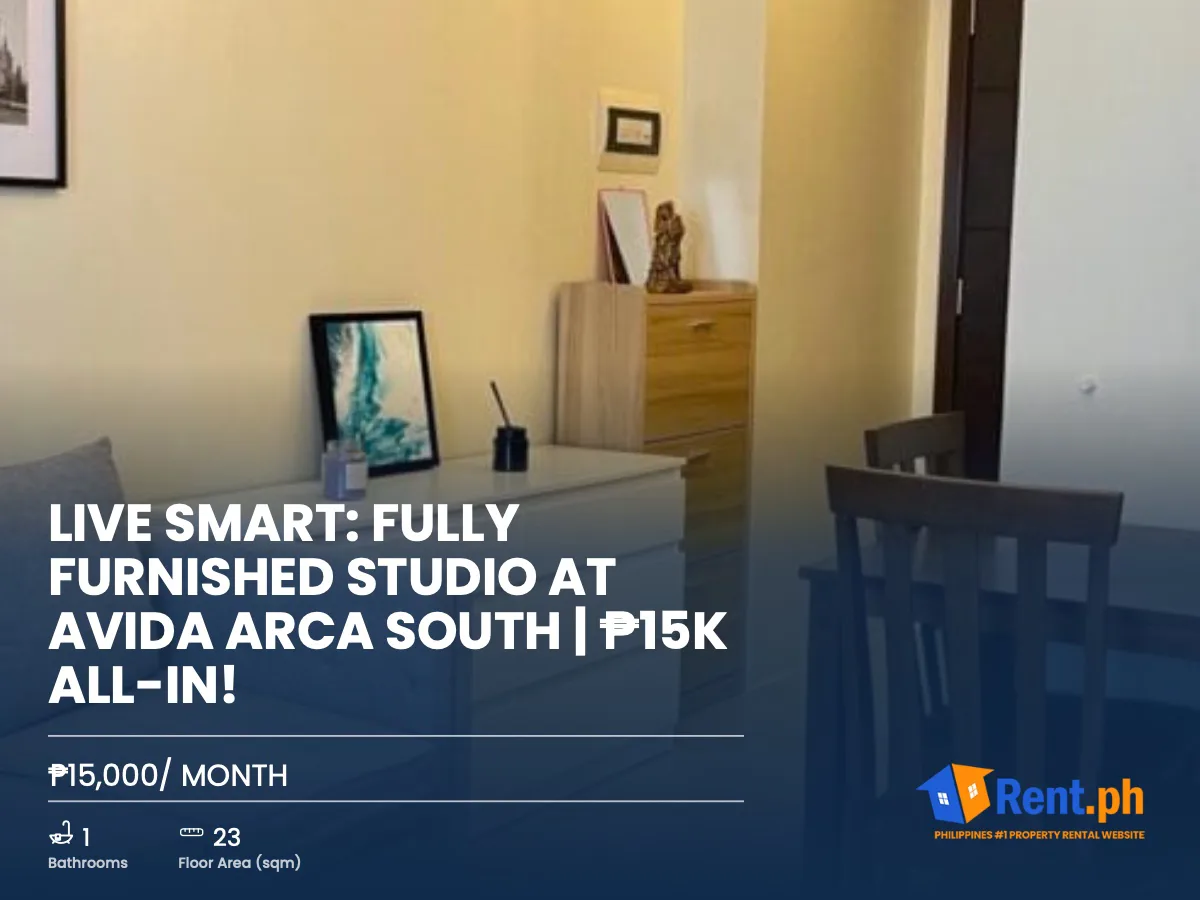 Live Smart: Fully Furnished Studio at Avida Arca South | ₱15K All-In!