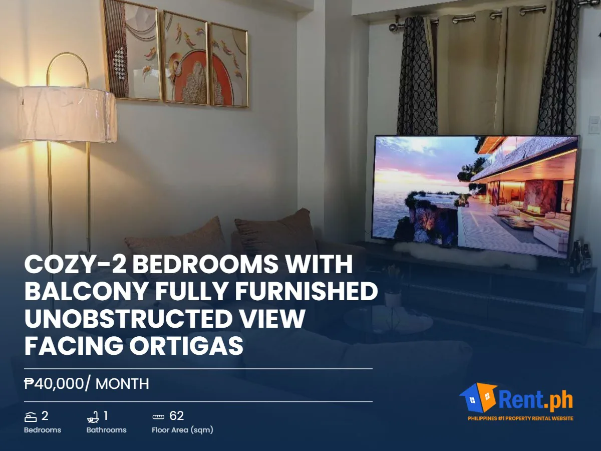 Cozy-2 bedrooms with balcony fully furnished unobstructed view facing ortigas