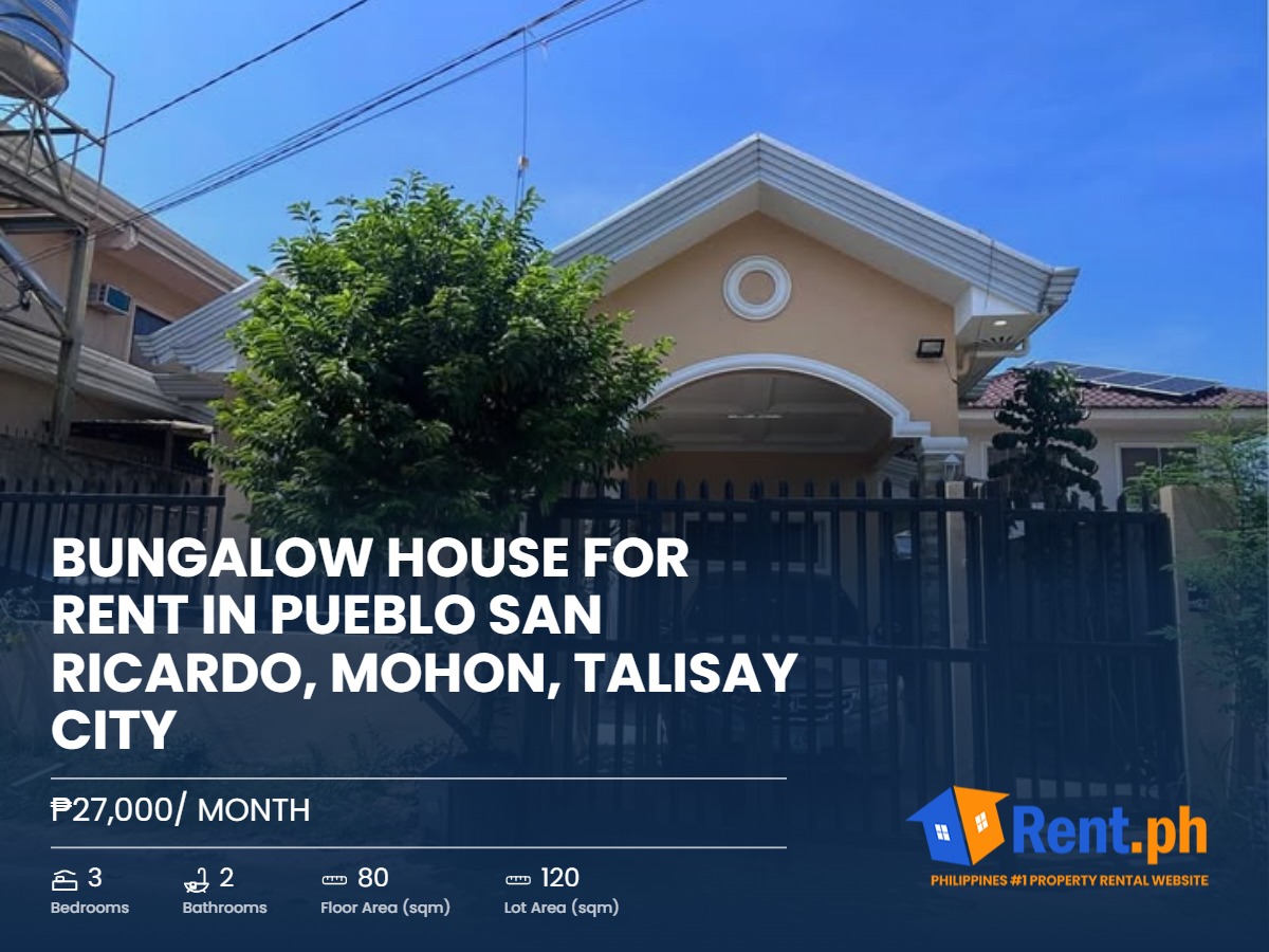 Bungalow House for RENT in Pueblo San Ricardo, Mohon, Talisay City