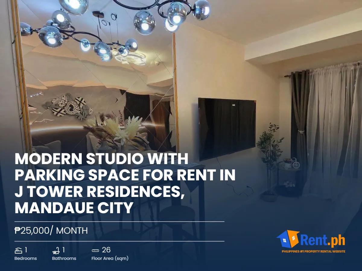 Modern Studio with Parking Space for RENT in J Tower Residences, Mandaue City