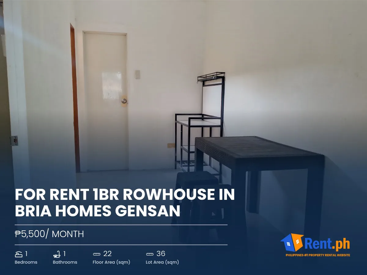 For Rent 1BR Rowhouse in Bria Homes Gensan