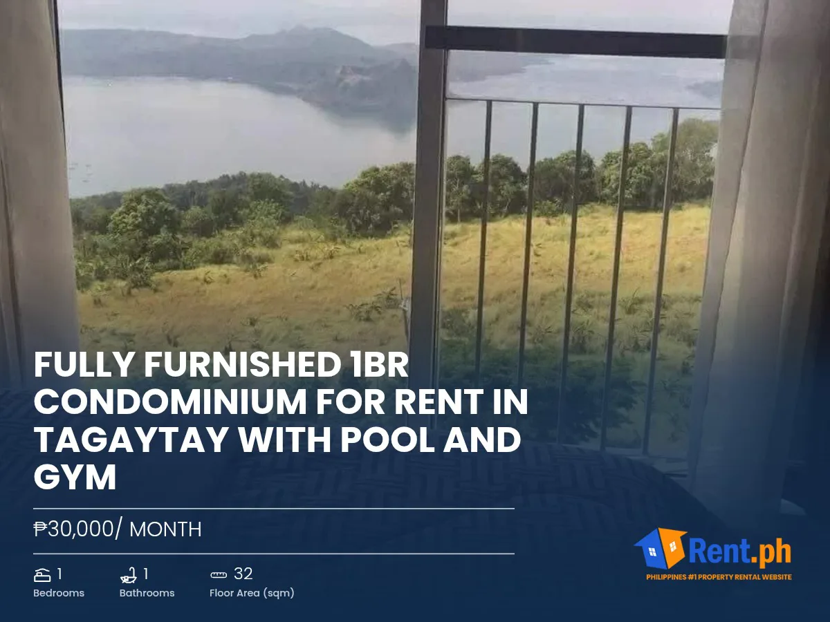 Fully Furnished 1BR Condominium For Rent in Tagaytay with Pool and Gym