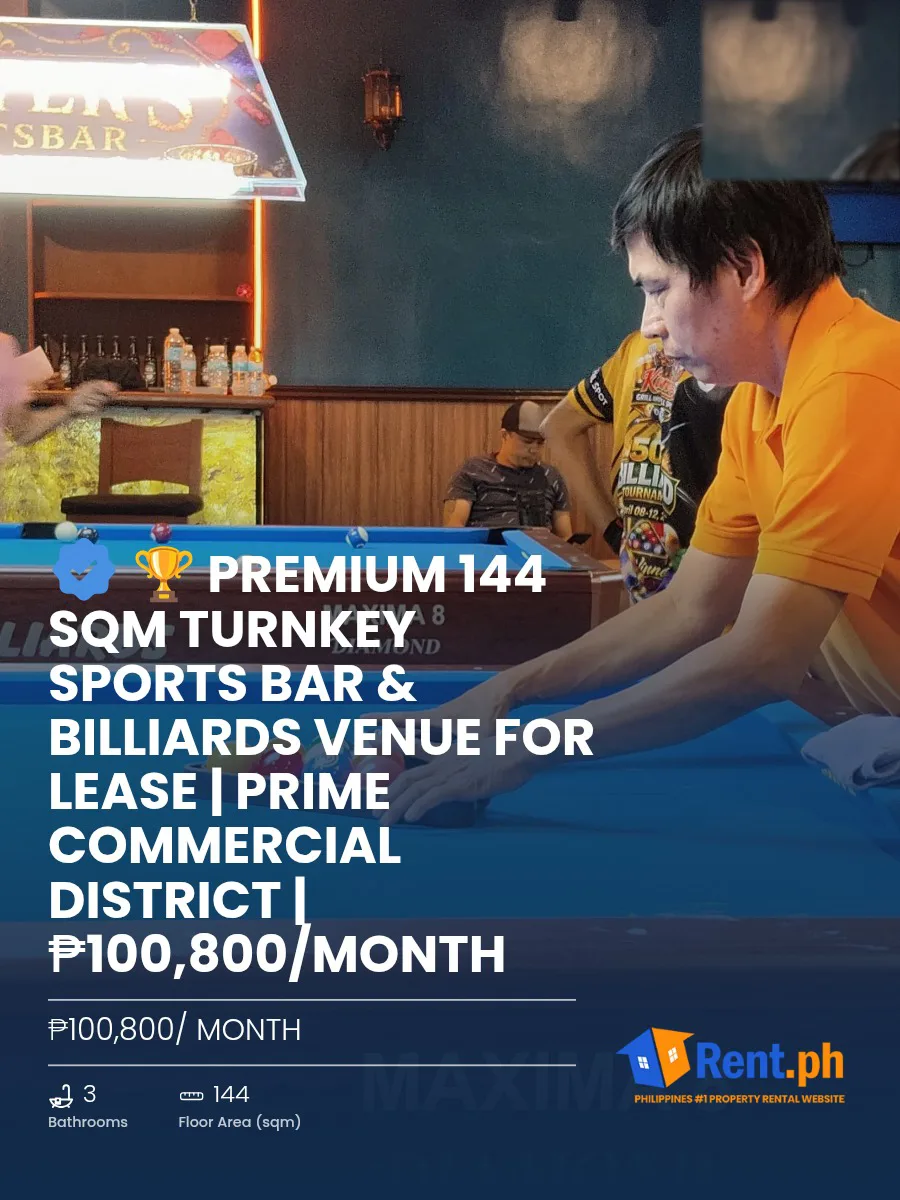 🏆 Premium 144 SQM Turnkey Sports Bar & Billiards Venue for Lease | Prime Commercial District | ₱100,800/Month - Secondary Image