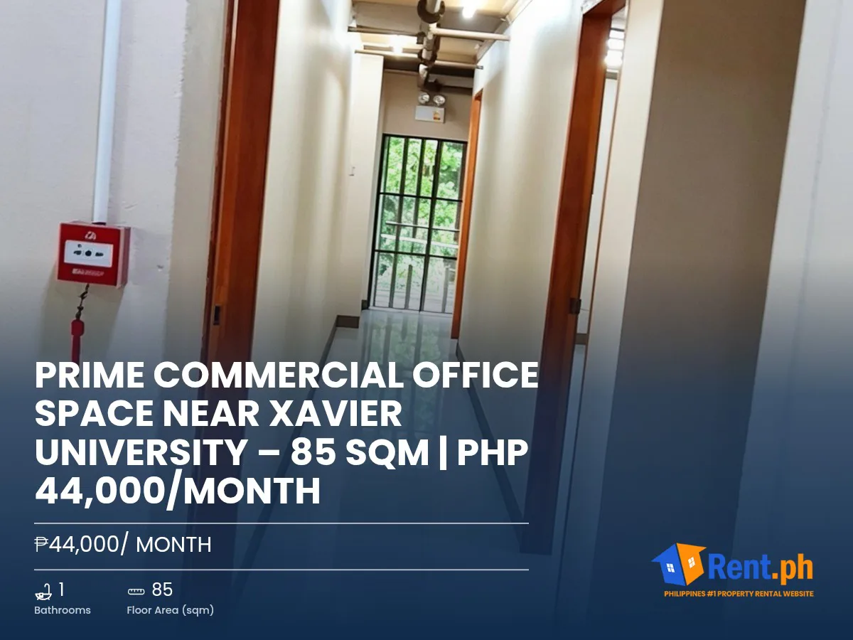 Prime Commercial Office Space near Xavier University – 85 SQM | PHP 44,000/month