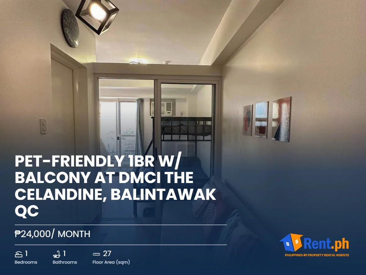 Pet-Friendly 1BR w/ Balcony at DMCI The Celandine, Balintawak QC