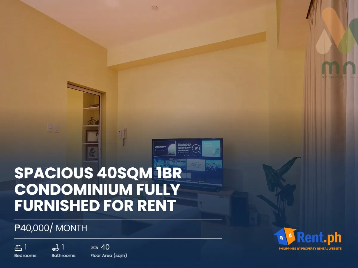 Spacious 40sqm 1BR Condominium Fully Furnished For Rent